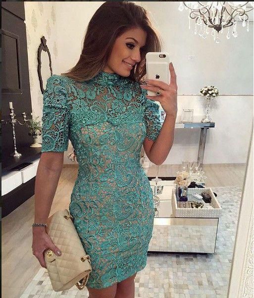Women Lace Casual Short Dress Hollow Evening Coacktail Party Bodycon homcoming dress fg1202