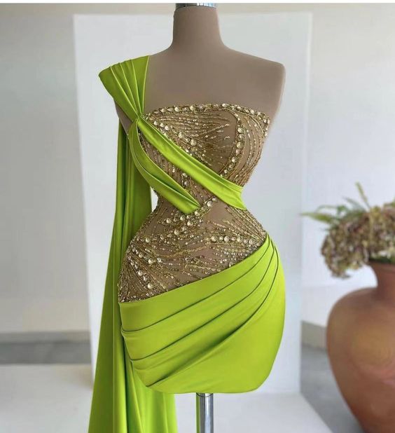 Green prom dresses, beaded prom dresses, sequins prom dresses, sheath short prom dresses fg1193