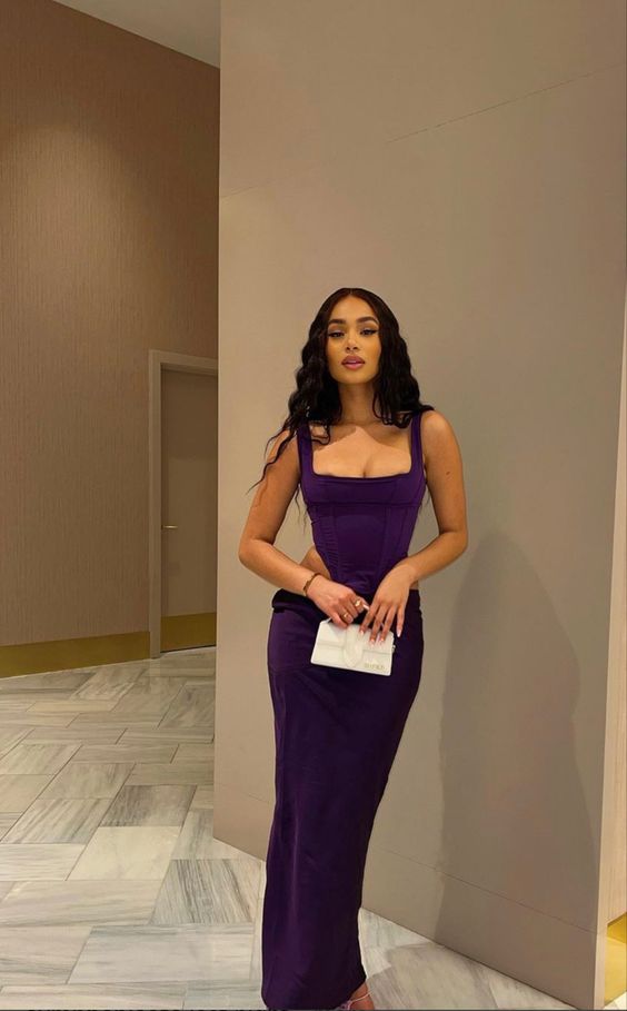 Charming Mermaid Purple Long Prom Evening Dresses fg1599