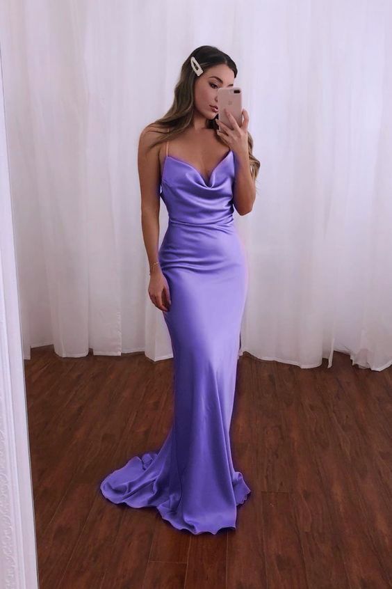 Purple long prom dress mermaid Women Party Dress fg1155