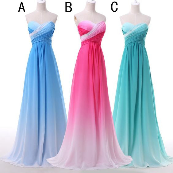 Pretty Pink Sweetheart Long Gradient Chiffon Prom Dresses,Elegant Prom Gowns fg1821