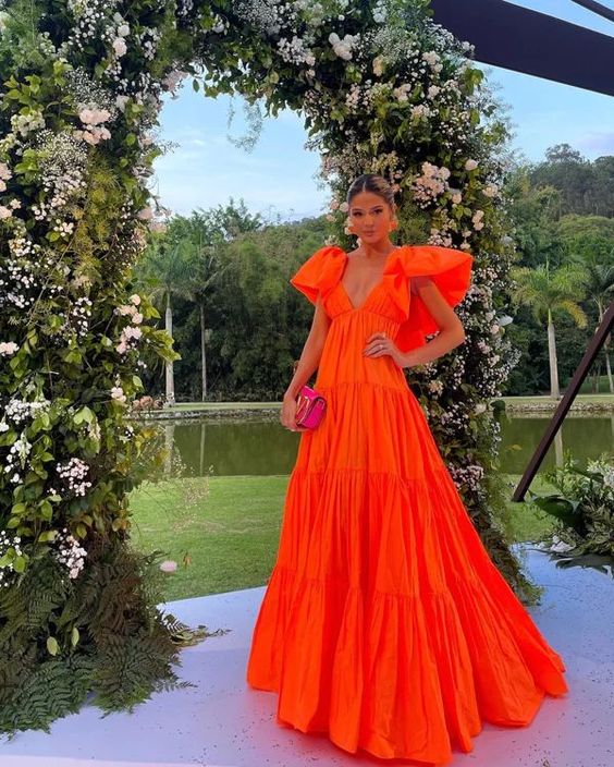Orange Prom Dress Women Sexy Dresses Elegant Party Dress fg1972