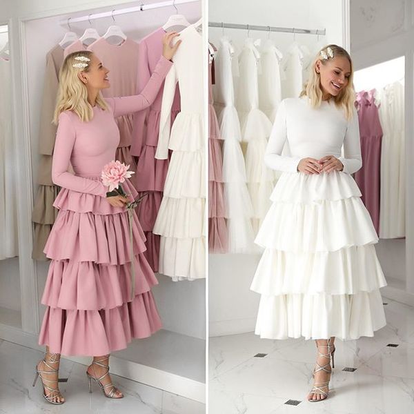 Long Sleeves Prom Dress with Layered Skirt fg2953