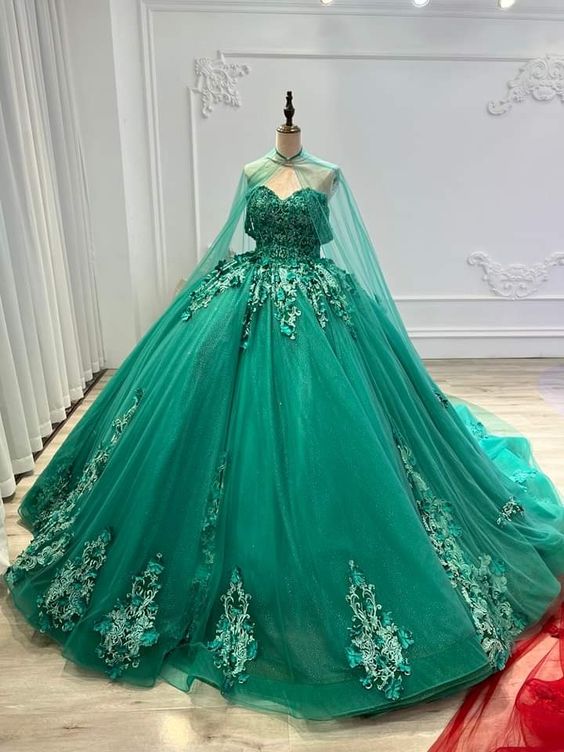 Green Long Ball Gown Party Gown Prom Dress fg2612