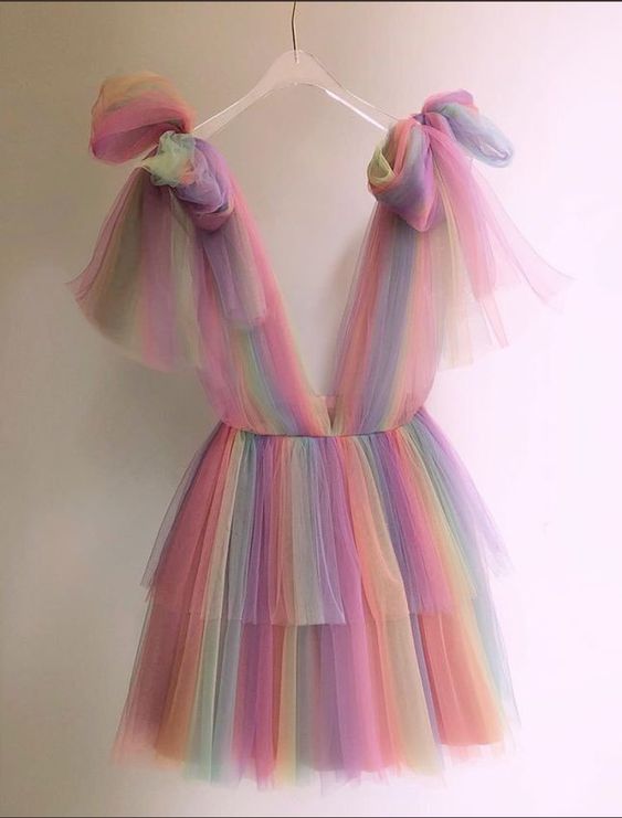 Deep V Neck Colorful Homecoming Dress fg1178