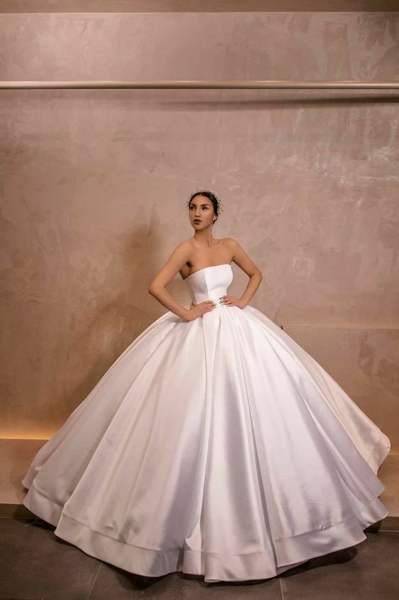 White Long Ball Gown Prom Dresses fg1189