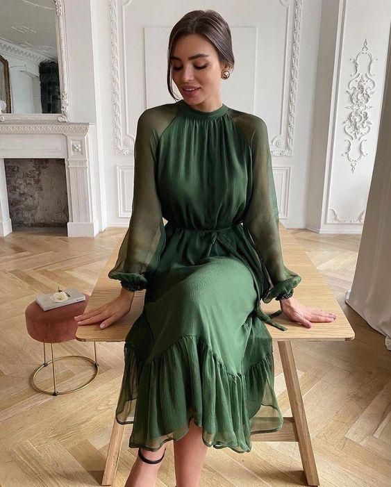 long sleeves evening dress, prom dress fg2118