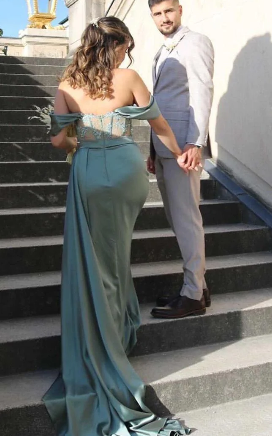 Green evening dresses long fg1582