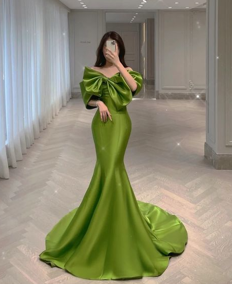 Off The Shoulder Mermaid Green Evening Party Dresses fg2969