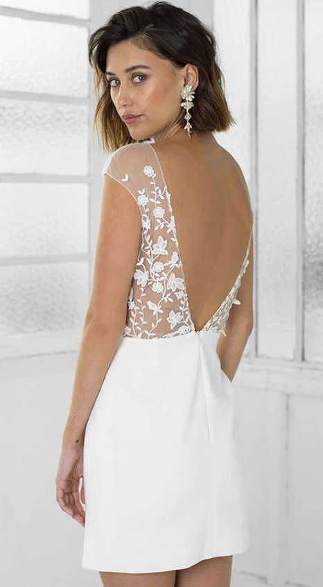 Sheath White Short Homecoming Dress fg1699