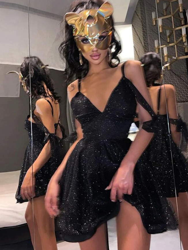 SEXY V NECK STRAPLESS HOMECOMING DRESS fg1131