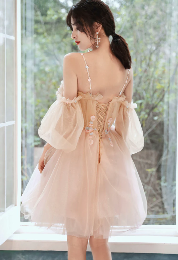 Cute tulle applique short prom dress homecoming dress fg1084