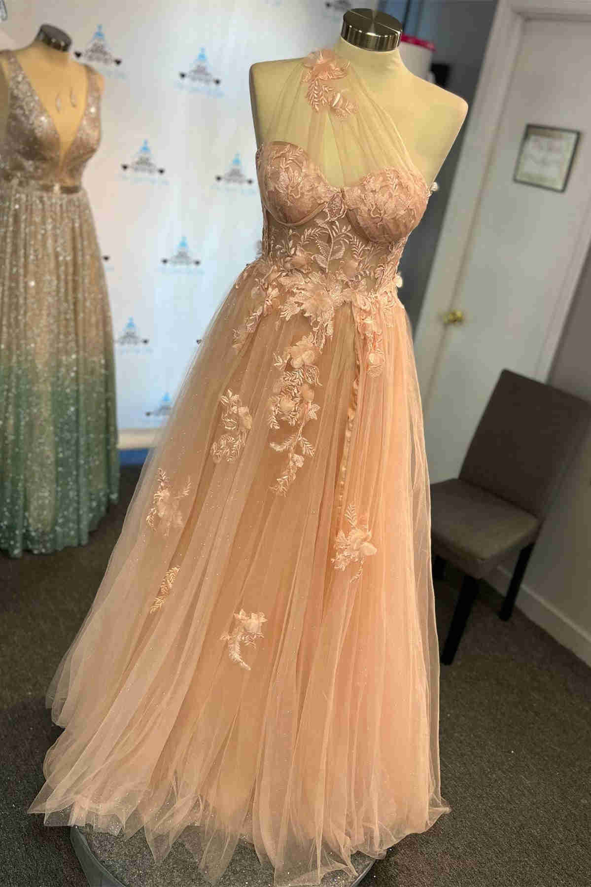 Sweetheart One Shoulder Pink Prom Dress with Flowers fg1523