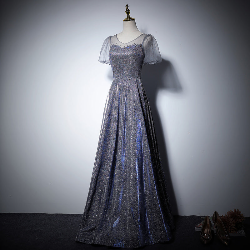 Silver evening dress new long sequins dress bridesmaid dress prom dress fg144