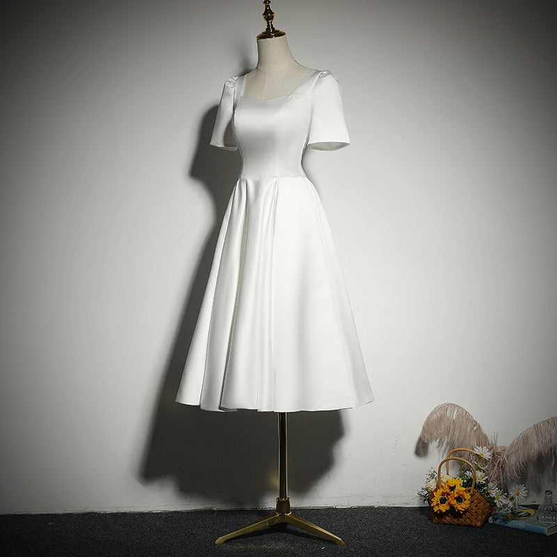 A-line White evening dress new short prom dress,homecoming dress fg191