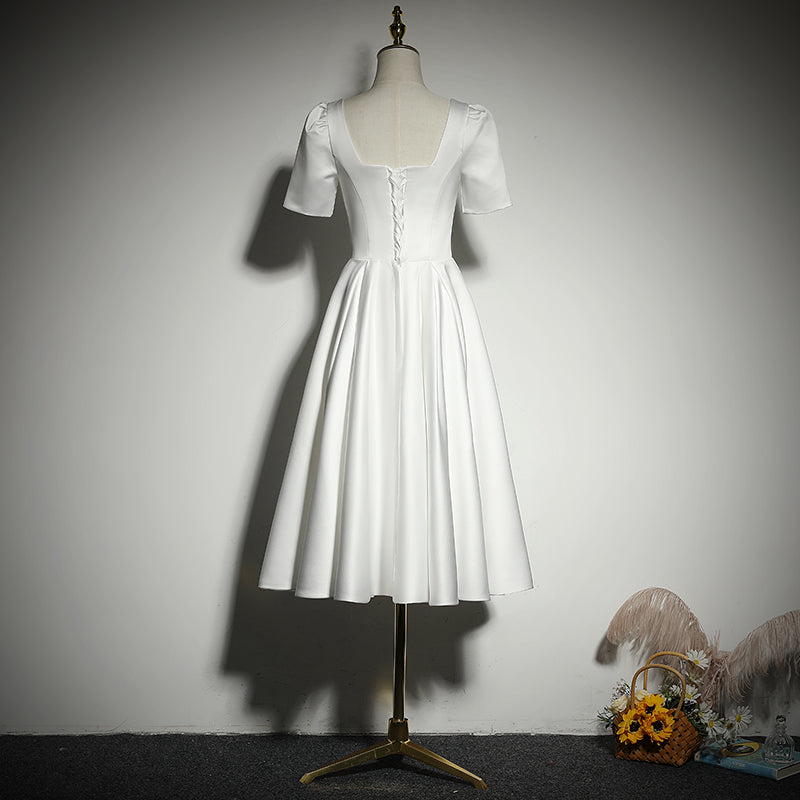 A-line White evening dress new short prom dress,homecoming dress fg191