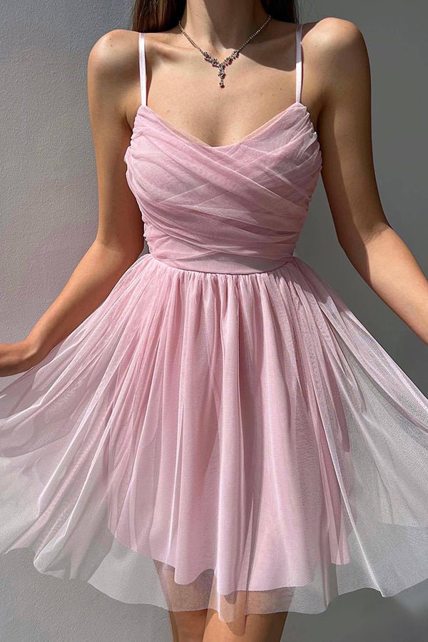 A Line Tulle Mini Dress Homecoming Dress fg350