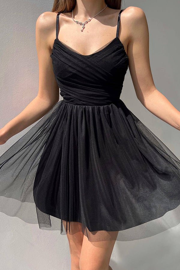 A Line Tulle Mini Dress Homecoming Dress fg350