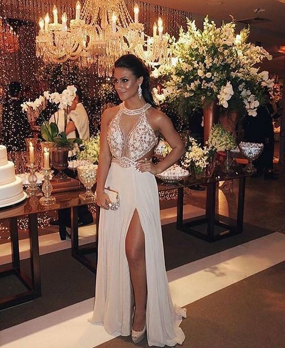 Chiffon Long Prom Dresses With Beading fg506