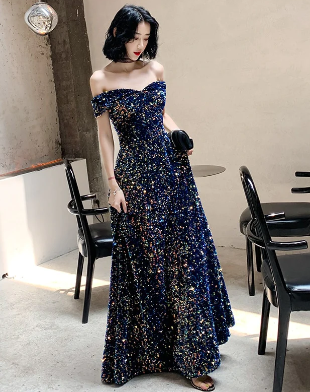 OFF-THE-SHOULDER SEQUIN KOREAN PROM GOWN fg531