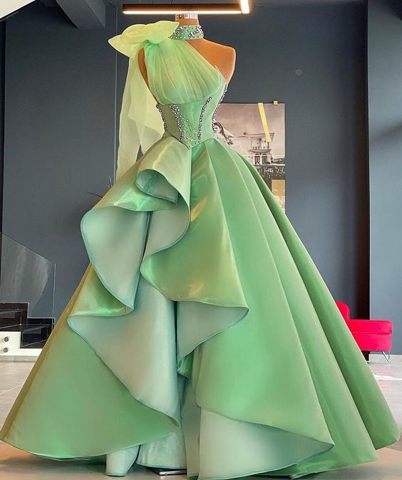 Sleeveless High Waist Layered Ruffle Formal Women Dress fg721