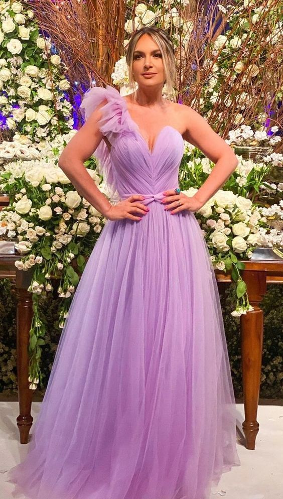Lilac Simple Evening Gown Long Prom Dresses fg790