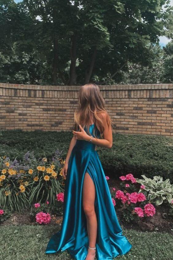 A-LINE SIMPLE STUNNING LONG PROM DRESSES FORMAL EVENING GOWNS fg974