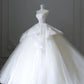 A Line Ball Gown White Tulle Long Wedding Dress Princess Bridal Gown       fg7396