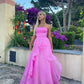 simple pink prom dress,modest evening dresses      fg1002