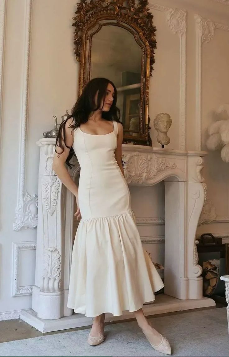 Robe longue élégante à col carré et sans manches pour femme, tenue de soirée fg7378