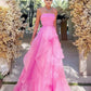 simple pink prom dress,modest evening dresses      fg1002