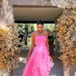 simple pink prom dress,modest evening dresses      fg1002