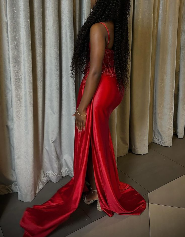 Stunning Red Long Prom Gown Evening Dress With Split    fg7389