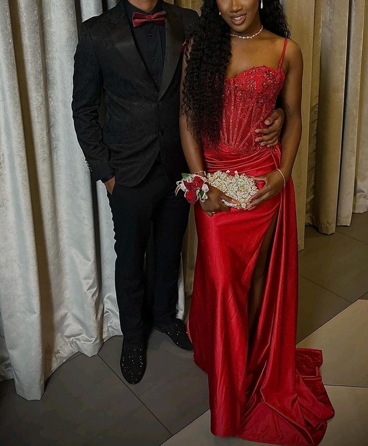 Stunning Red Long Prom Gown Evening Dress With Split    fg7389