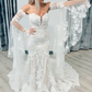 Bell Sleeves Lace Wedding Dresses Sweetheart Mermaid Bridal Gowns      fg7251