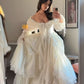 A Line Long Sleeves Off Shoulder Long Wedding Dresses Evening Gown        fg7123