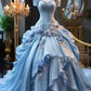 A Line Blue Ball Gown Tulle Long Prom Dress, Evening Formal Dress     fg7239