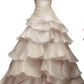 Strapless A Line Ruffle Long Prom Dress Layered Wedding Dress        fg7185