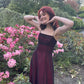 Vintage A line Straps Burgundy Long Prom Dress      fg7020