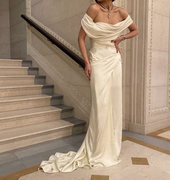 Vintage Mermaid Off The Shoulder Long Satin Wedding Dresses Bridal Gown        fg6975