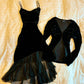 Robe de cocktail à volants en velours noir, robe de soirée, robe de bal (veste non incluse) fg7231