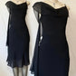Robe de bal noire en mousseline de soie, robe de soirée, nouvelle robe de soirée, fg7056