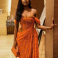 Orange Prom Dresses Off The Shoulder Birthday Outfits Long Formal Dress       fg6980