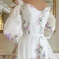 Women's Floral Print Wedding Dresses, Off-the-Shoulder Bridal Gowns, Beach Sweep Train Bridal Gown      fg8066