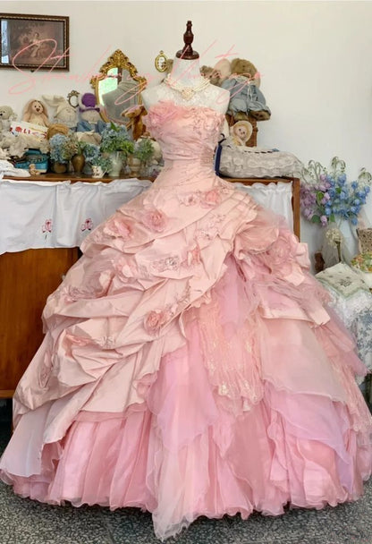 Pink A Line Princess Quinceanera Dress Ball Gown Sweet 16 Dresses   fg7178