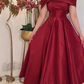 Robe de bal mi-longue rouge foncé, manches dénudées, longueur cheville, style arabe, Dubaï, fg6497
