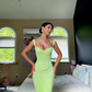 Stunning Two Piece Sheath Straps Green Lace Prom Dress Evening Dress fg8533