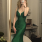 Burgundy mermaid long prom evening dress     fg3068