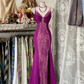 V Neck Lace Burgundy Long Prom Dress Mermaid Evening Party Gown     fg6916