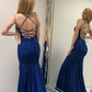 Mermaid Navy Blue Long Formal Dress Prom Party Evening Dresses     fg7683